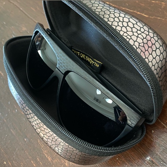Black Reputation Snake Skin Patterned Sunglasses with snake skin pattered case main image 5